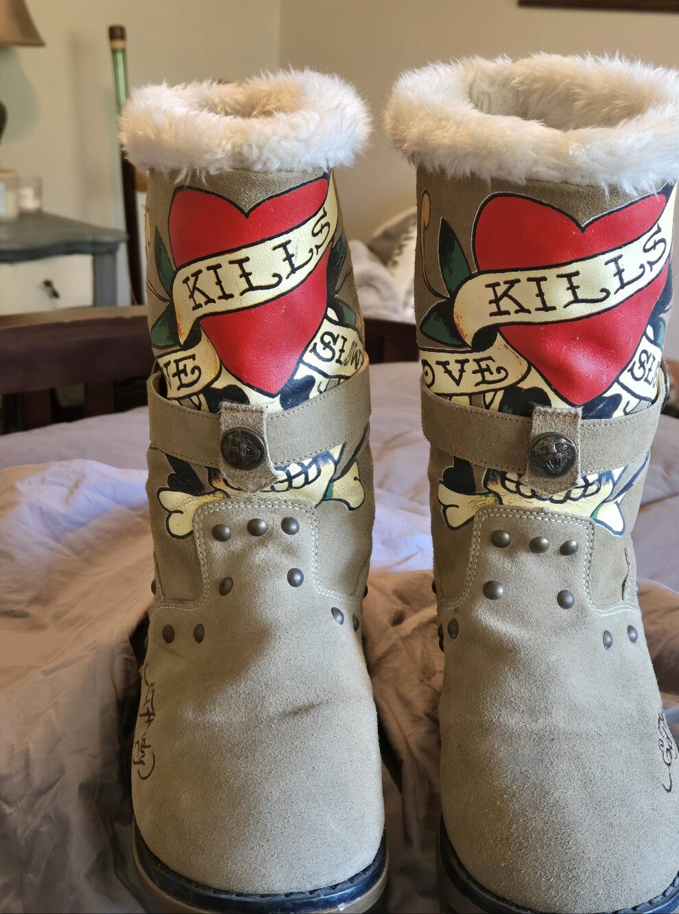 Ed Hardy Love Kills Slowly Suede Boots